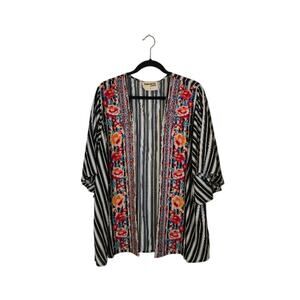 Savanna Jane Women's Embroidered Kimono Size Large Black Bohemian Cottagecore
